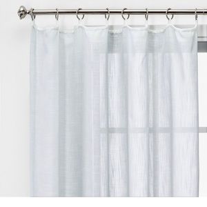 One,Threshold, gray with white edge sheer curtain